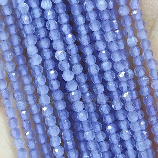 Lavender Cat Eye Glass Beads Faceted Round