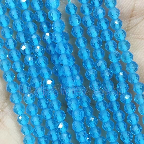 Blue Crystal Glass Beads Faceted Round