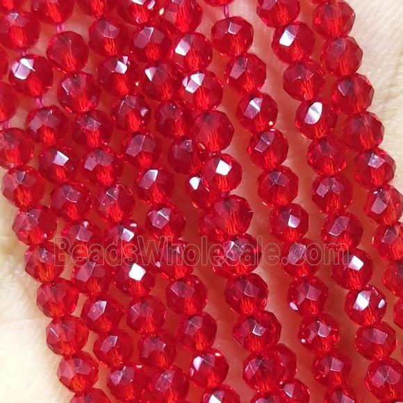 Red Crystal Glass Beads Faceted Round