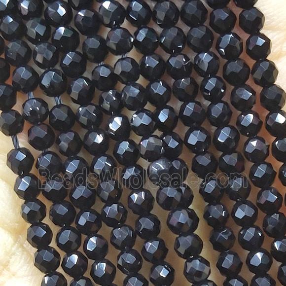 Black Crystal Glass Beads Faceted Round