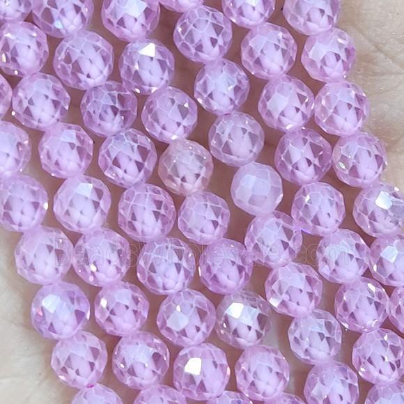 Pink Cubic Zircon Beads Faceted Round