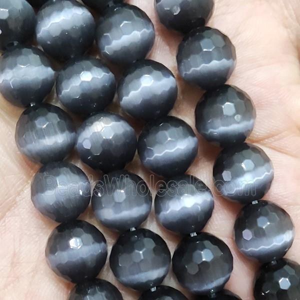Gray Cat Eye Stone Beads Faceted Round