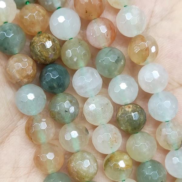 Green Agate Beads Faceted Round