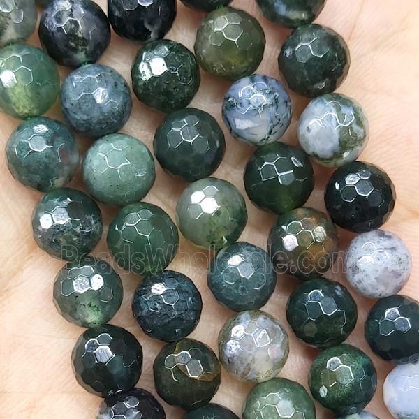 Green Moss Agate Beads Faceted Round