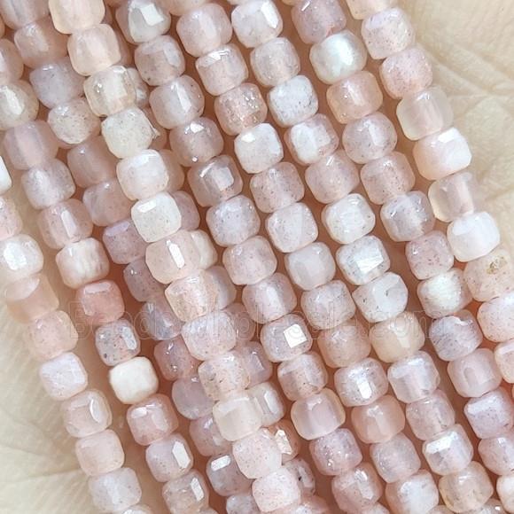 Peach SunStone Cube Beads