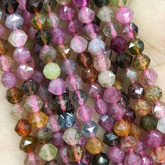 Multicolor Tourmaline Beads Faceted Round