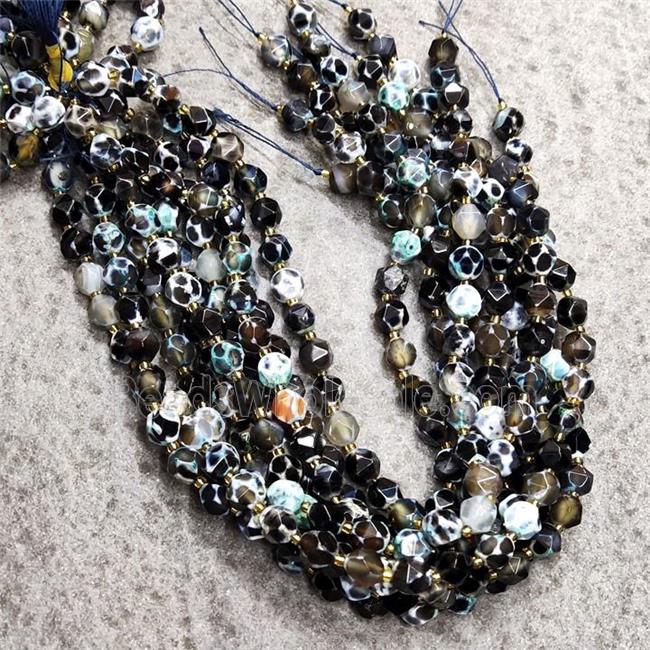 Natural Agate Beads Green Dye Cut Round
