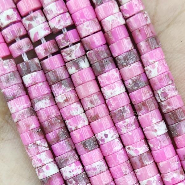 Pink Dye Imperial Jasper Heishi Beads