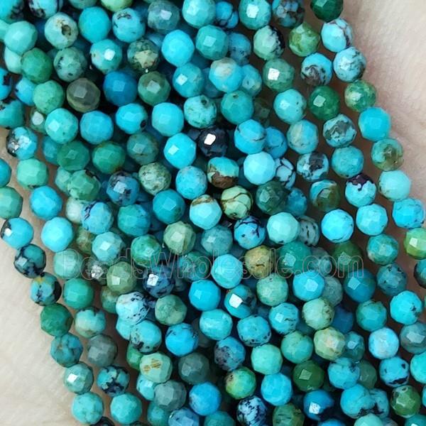 Natural Hubei Turquoise Beads Tiny Faceted Round