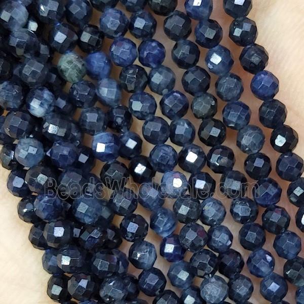 Sapphire Beads Darkblue Faceted Round