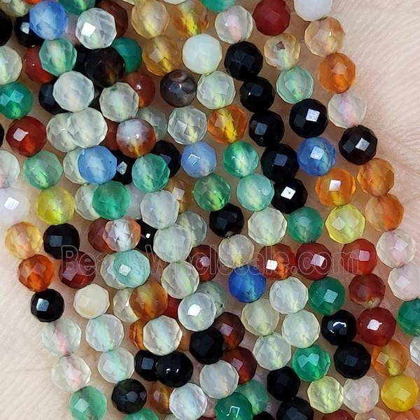 Natural Agate Beads Mix Color Dye Faceted Round