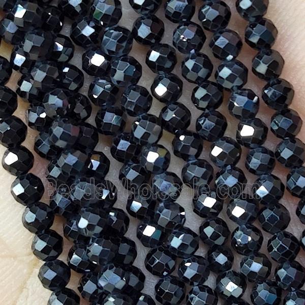 Black Cubic Zircon Beads Faceted Round