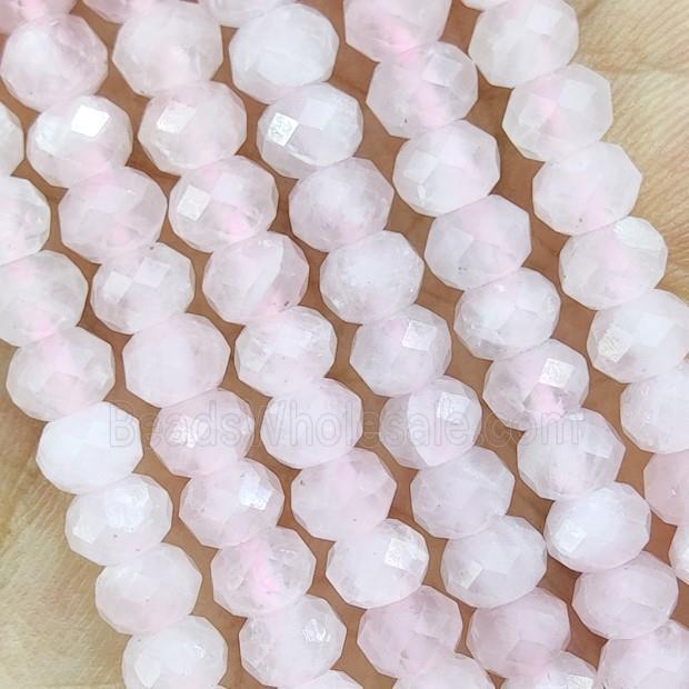 Pink Rose Quartz Beads Faceted Rondelle