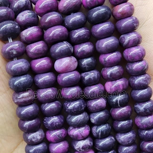 Purple Crazy Agate Rondelle Beads Dye