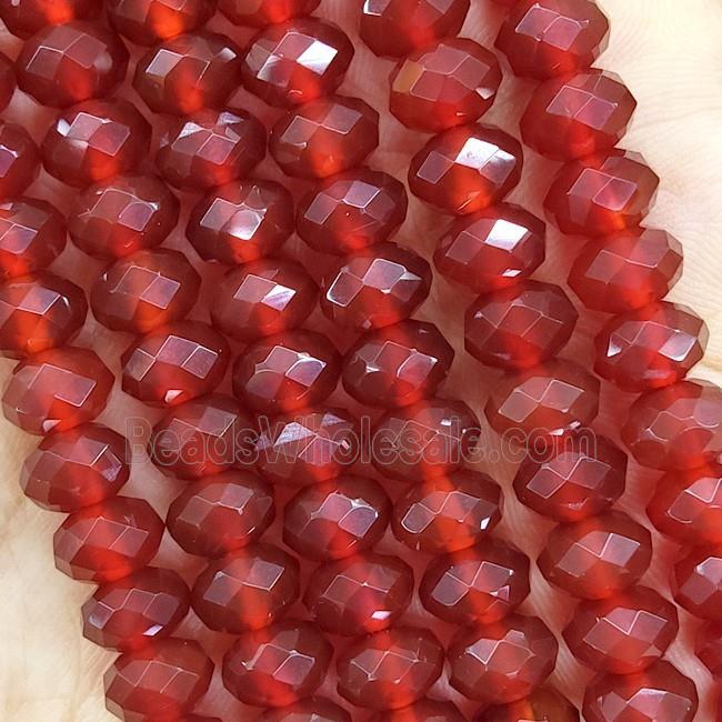 Red Carnelian Agate Beads Faceted Rondelle