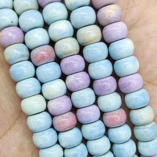 Multicolor Alashan Agate Beads Smooth Rondelle