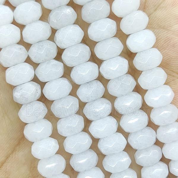 White Jade Beads Faceted Rondelle