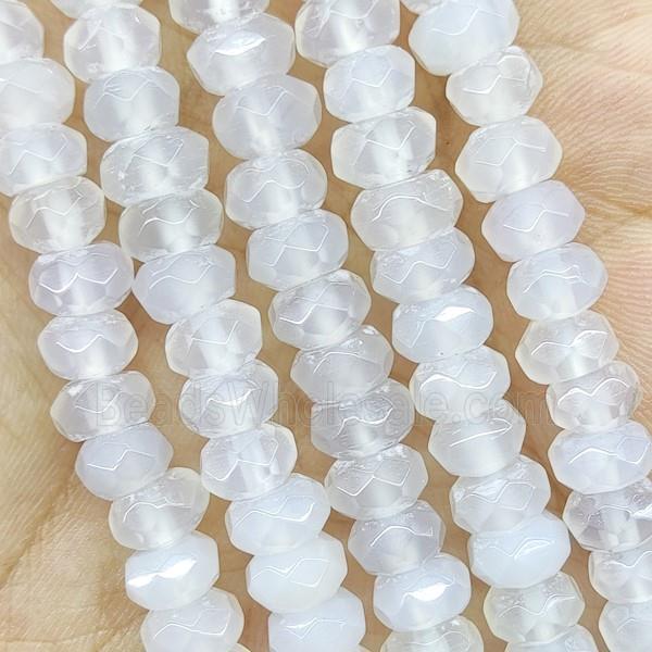 White Agate Beads Faceted Rondelle