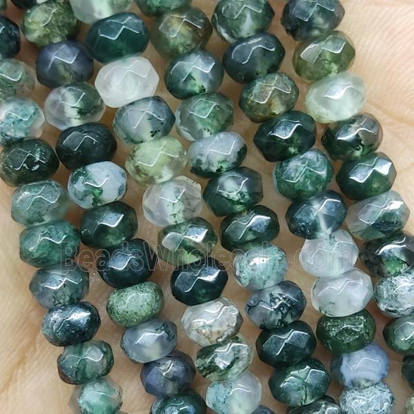 Greem Moss Agate Beads Faceted Rondelle
