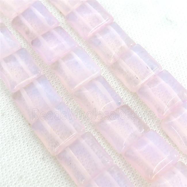 Pink Opalite Square Beads 2Holes