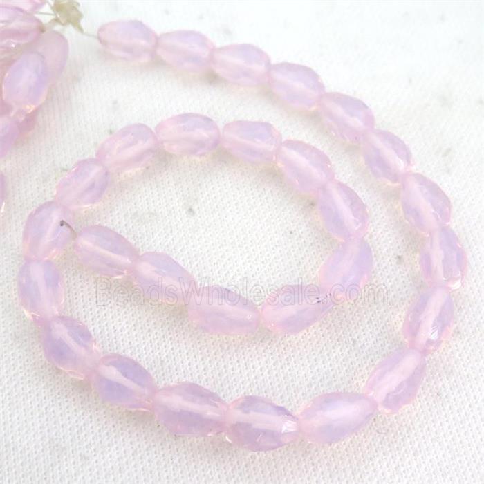Pink Opalite Beads Faceted Teardrop