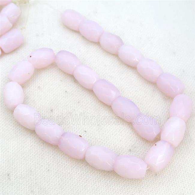 Pink Opalite Beads Faceted Barrel