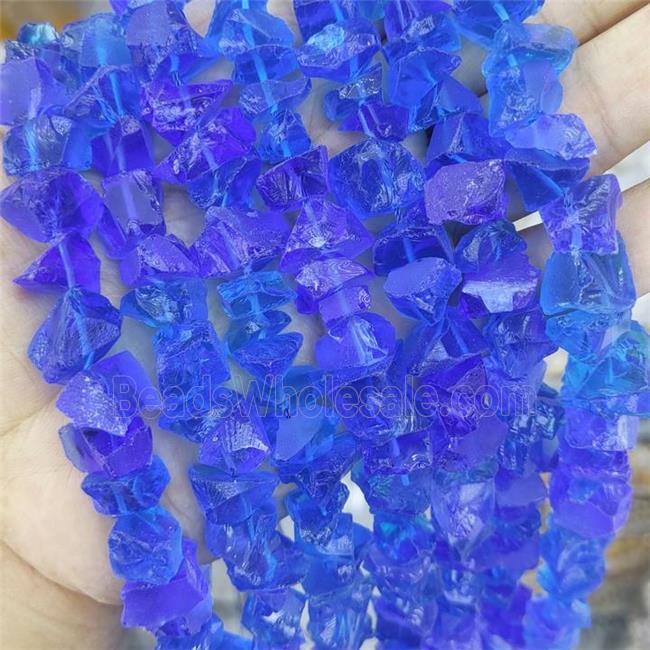 Blue Crystal Glass Nugget Beads Freeform Rough