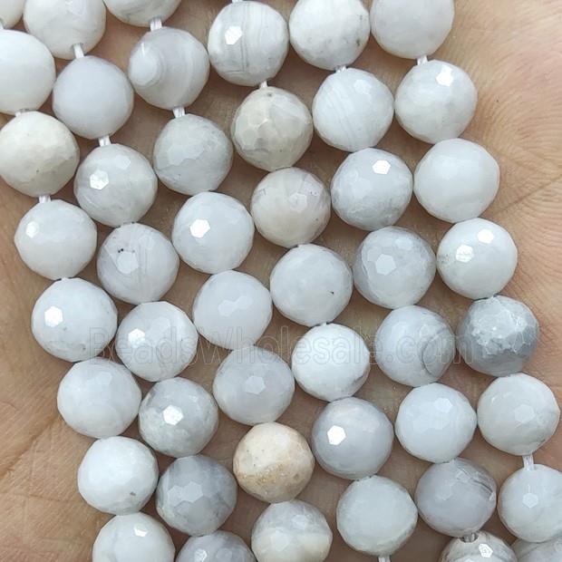 Natural White Crazy Agate Beads Faceted Round
