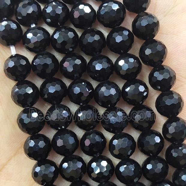 Black Onyx Agate Beads Faceted Round