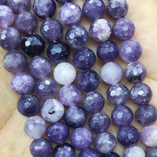 Purple Lepidolite Beads Faceted Round