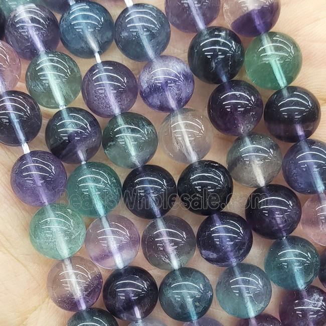 Natural Fluorite Beads Round Smooth Multicolor