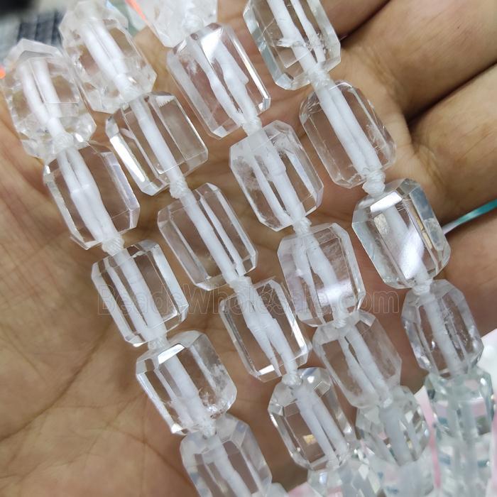 Clear Quartz Column Beads Faceted