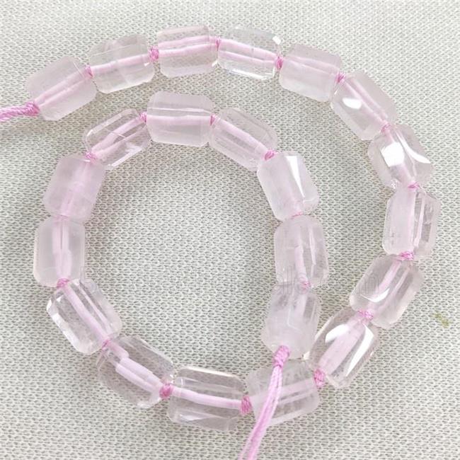 Pink Rose Quartz Column Beads Faceted
