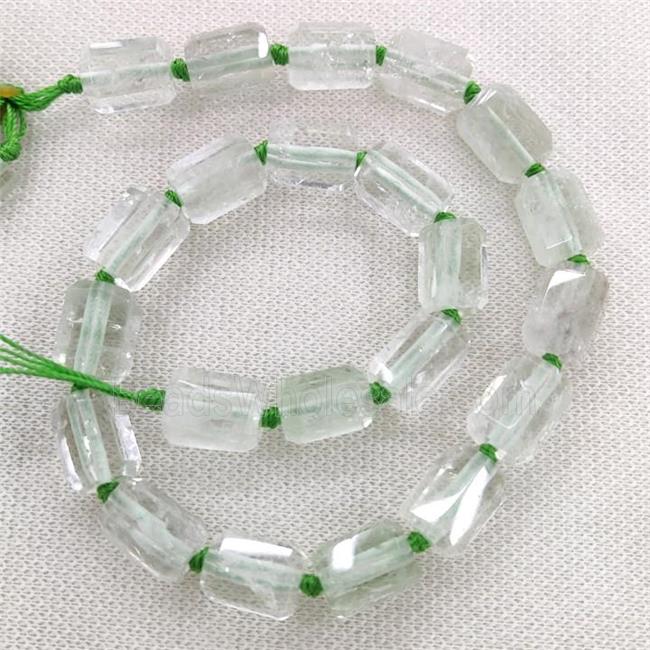 Natural Green Quartz Column Beads Faceted