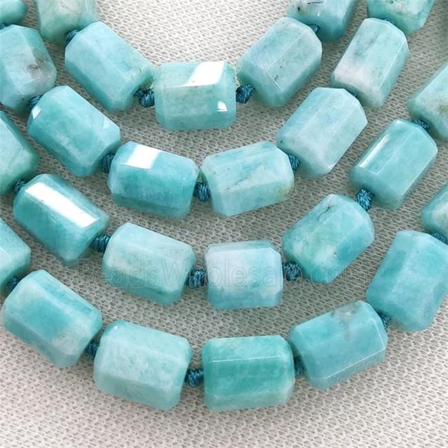 Green Amazonite Column Beads Faceted