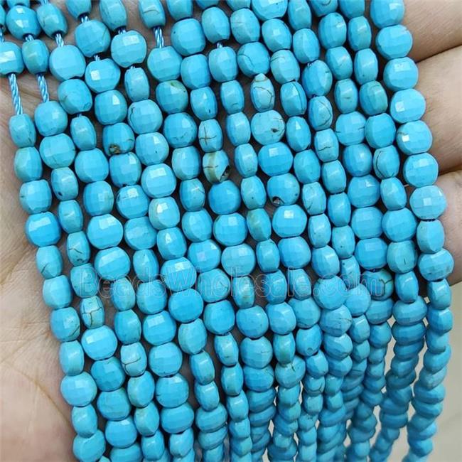 Blue Turquoise Beads Faceted Coin Dye