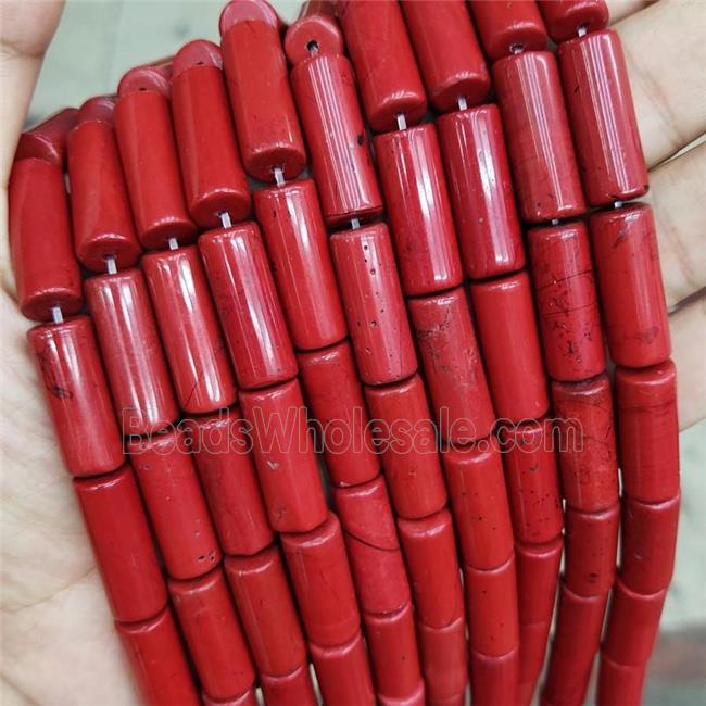 Natural Red Jasper Tube Beads