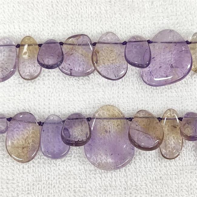 Ametrine Beads Purple Topdrilled Graduated Teardrop A-Grade
