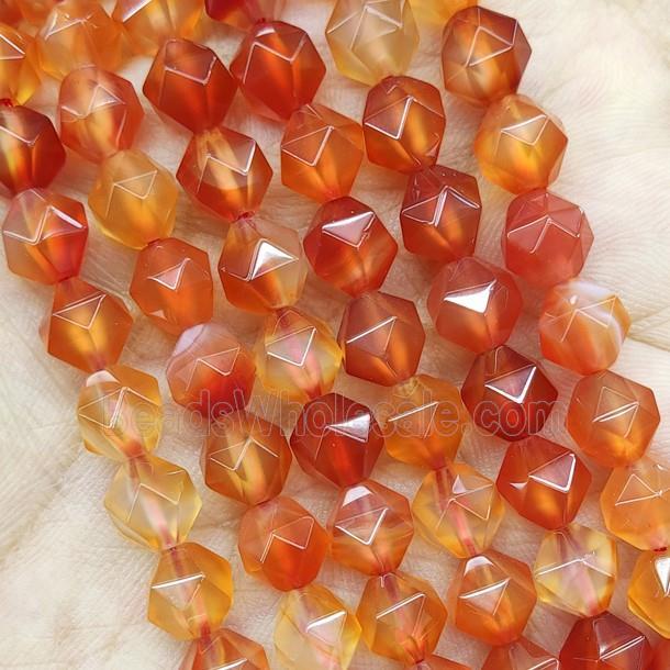 Red Carnelian Agate Beads Starcut Round