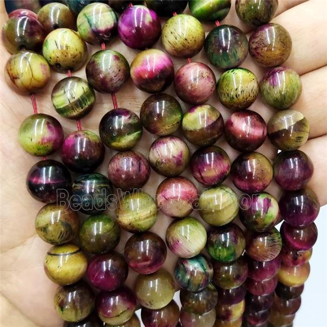 Tiger Eye Stone Beads Multicolor Round Smooth