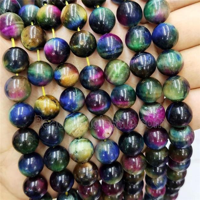 Tiger Eye Stone Beads Multicolor Round Smooth