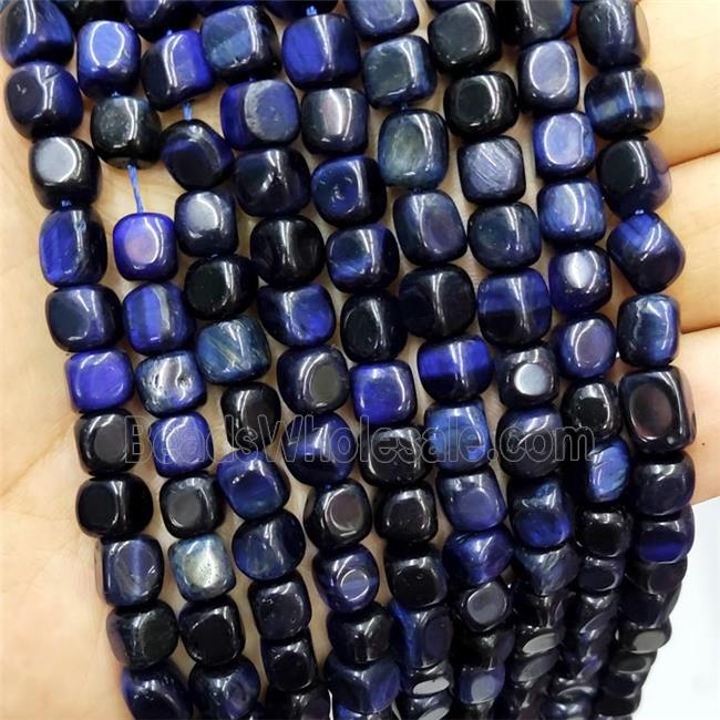 Blue Tiger Eye Stone Cube Beads
