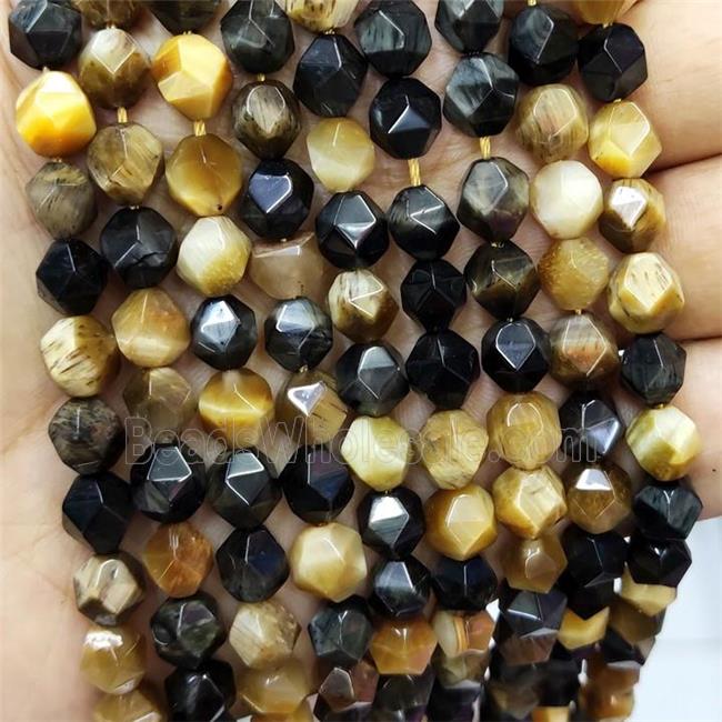 Tiger Eye Stone Beads Starcut Round Gold