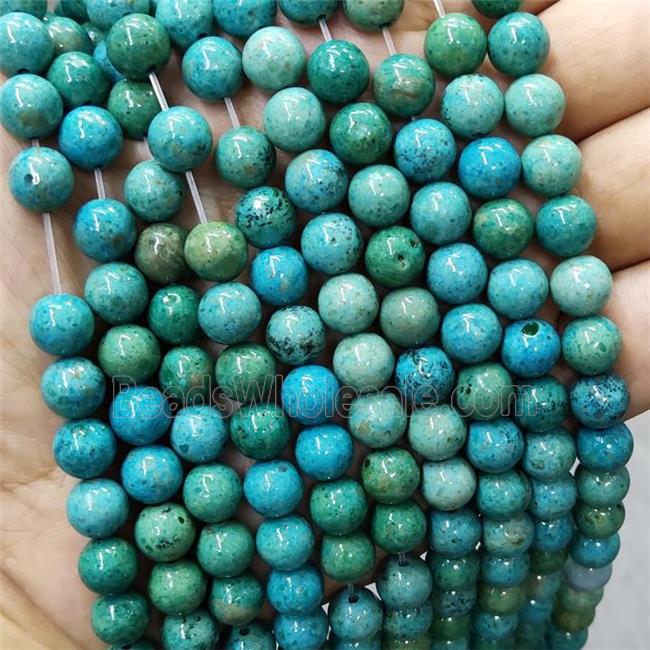 Teal Jasper Beads Smooth Round Dye