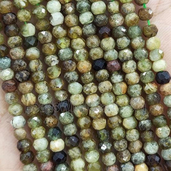 Natural Green Garnet Beads Faceted Rondelle