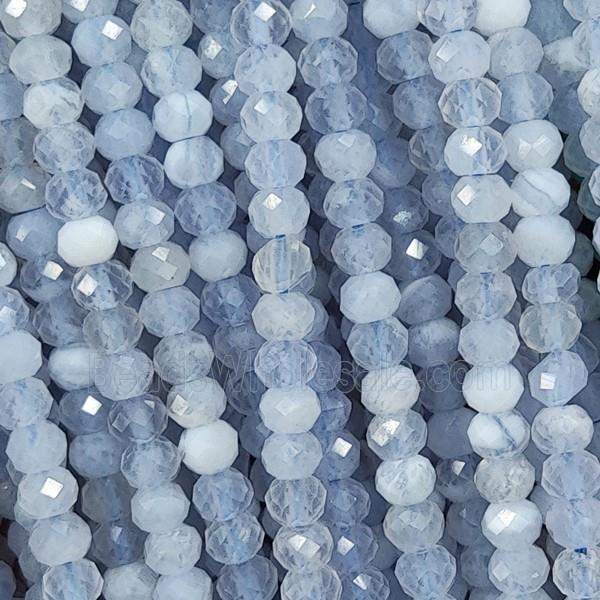 Natural Blue Lace Agate Beads Faceted Rondelle