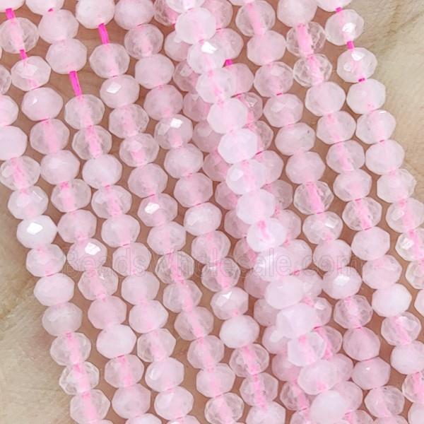 Pink Rose Quartz Beads Faceted Rondelle