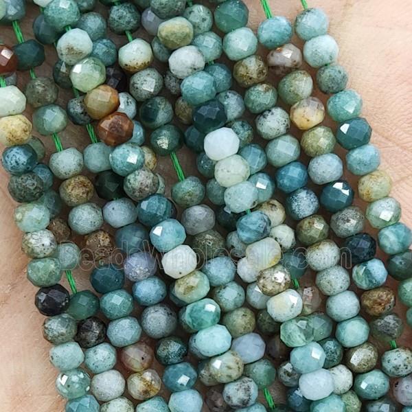 Moss Agate Beads Green Faceted Rondelle Tiny