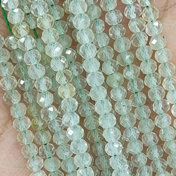 Green Prehnite Beads Faceted Rondelle