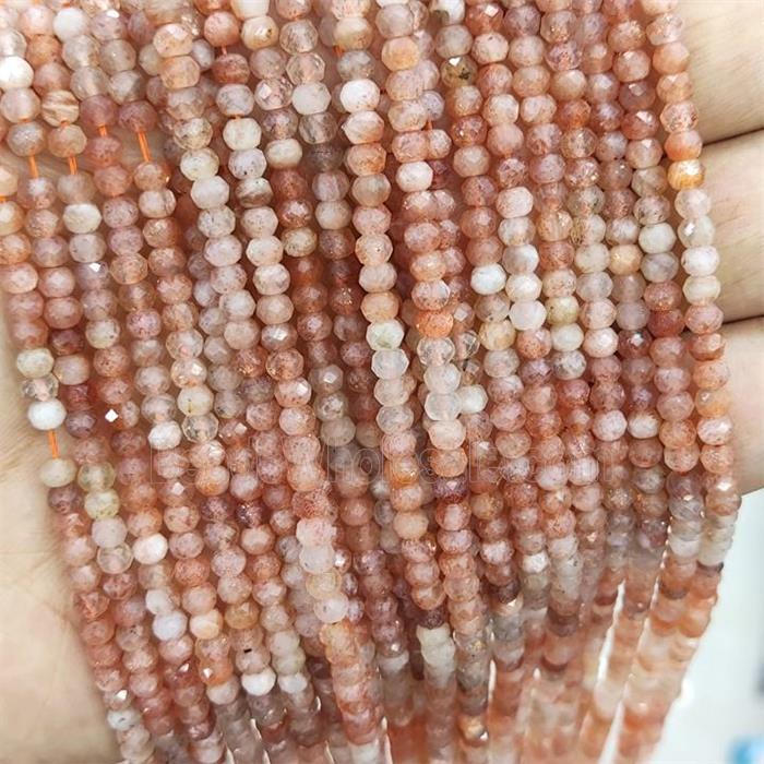 Gold Sunstone Beads Faceted Rondelle